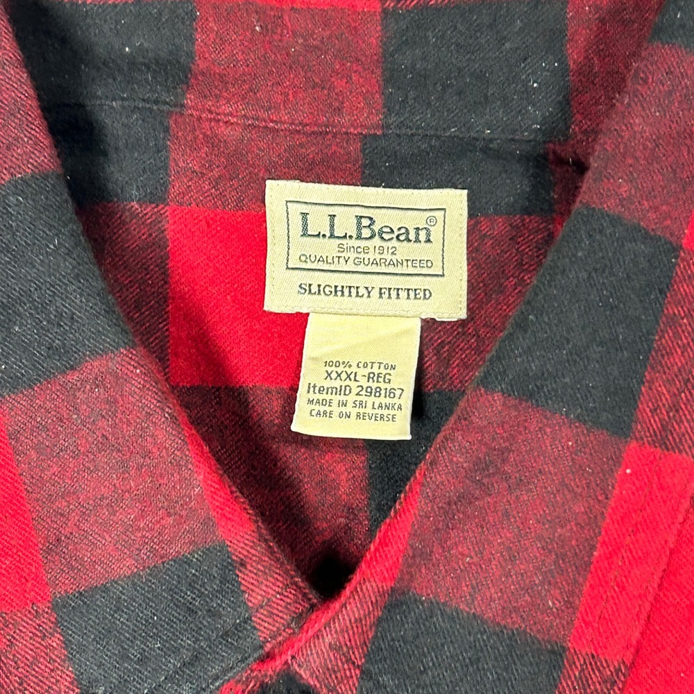 LL Bean Flannel Shirt Men XXXL Red Multi Plaid Slightly Fitted Lot of 3 Cotton